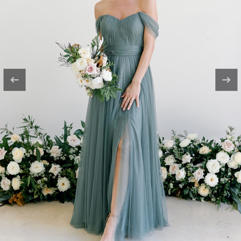 REVELRY Rosalie Tulle Convertible Dress- Greenery